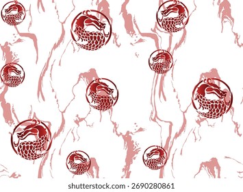 Seamless pattern Chinese new year 2036 year of the dragon - traditional Chinese designs with dragons. Lunar new year concept, modern vector design. Happy Chinese new year 