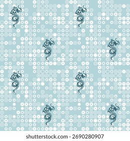 Patrón sin fisuras Año nuevo chino 2036 año del dragón - diseños chinos tradicionales con dragones. Concepto de año nuevo lunar, diseño de Vector moderno. Feliz año nuevo chino 