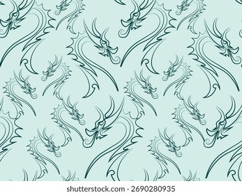 Patrón sin fisuras Año nuevo chino 2036 año del dragón - diseños chinos tradicionales con dragones. Concepto de año nuevo lunar, diseño de Vector moderno. Feliz año nuevo chino 