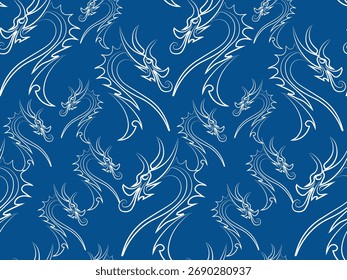 Padrão contínuo Ano novo chinês 2036 ano do dragão - desenhos tradicionais chineses com dragões. Conceito de ano novo lunar, design vetorial moderno. Feliz ano novo chinês 