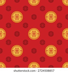 Padrão contínuo chinês ano novo vermelho e dourado 