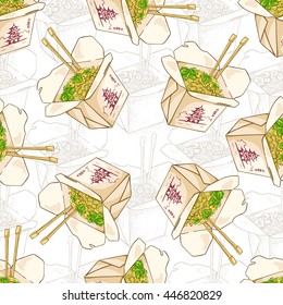 Seamless pattern chinese noodles box