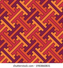 Seamless pattern. Chinese Sayagata backdrop. Repeated interlocking figures vector. China ornament. Traditional tiles image. Ancient ethnic mosaic motif. Ethnical ornate. Textile print. Digital paper.