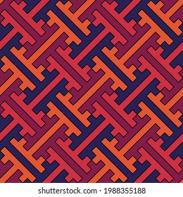Seamless pattern. Chinese Sayagata backdrop. Repeated interlocking figures vector. China ornament. Traditional tiles image. Ancient ethnic mosaic motif. Ethnical ornate. Textile print. Digital paper.