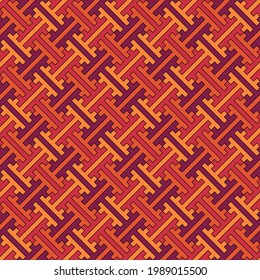 Seamless pattern. Chinese Sayagata backdrop. Repeated interlocking figures vector. China ornament. Traditional tiles image. Digital paper. Ancient ethnic mosaic motif. Ethnical textile print.