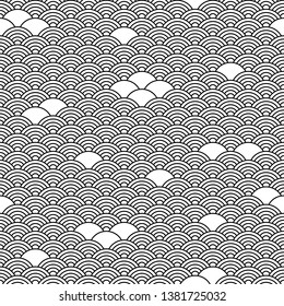 
Seamless pattern in chinese style. Black and white oriental background.