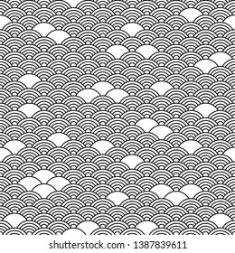 Seamless pattern in chinese style. Black and white oriental background.