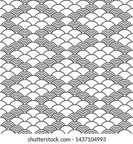 Seamless pattern in chinese style. Black and white oriental background.