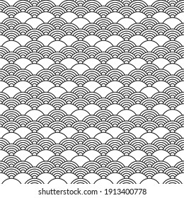 Seamless pattern in chinese style. Black and white oriental background.