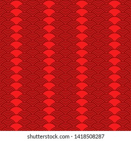 Seamless pattern in chinese style. Bright red oriental background.