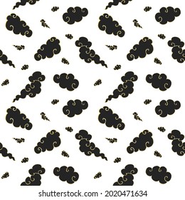 Seamless pattern with Chinese style clouds on white background