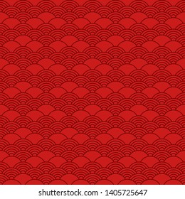 Seamless pattern in chinese style. Red oriental background.