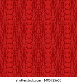 Seamless pattern in chinese style. Red oriental background.