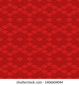 Seamless pattern in chinese style. Red oriental background.