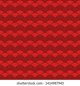 Seamless pattern in chinese style.Traditional red oriental background.
