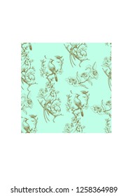 Seamless pattern with chinoiserie elements. Vector ink illustration. Oriental vector design for textile, scrapbooking, background and other design.