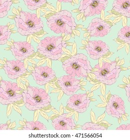 Seamless pattern in the chinoiserie style with peonies,  for wedding, scrapbooking, wallpaper and other design. Chinese Peony.