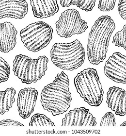 Seamless pattern with chips. Vector hand drawn graphic illustration.