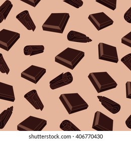 Seamless Pattern With Chocolate Bits And Chocolate Chips