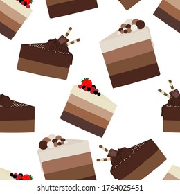 Seamless pattern chocolate cakes vector illustration