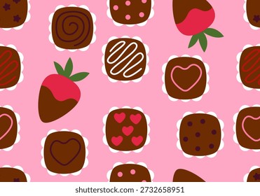 Nahtloses Muster mit Schokoladenbonbons. Nahtloses Muster mit Schokoladenbonbons. Valentinstag-Bonbons
