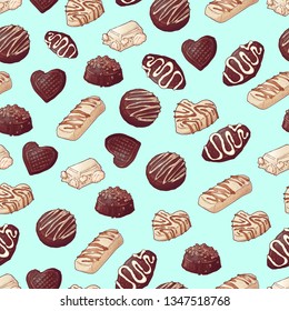 Seamless pattern. Chocolate candies. Vector illustration Hand drawing