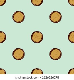 Seamless pattern with chocolate chip cookies. Vector illustration.
