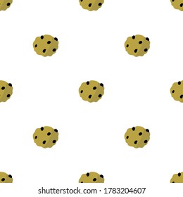 A seamless pattern with chocolate chip cookies.