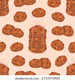 Patrón sin fisuras con galletas de chocolate. Galletas de Navidad de jengibre. Perfecto para el Anuncio, Fondo de pantalla, papel de embalaje, fondo, tarjeta, cartel. Ilustración vectorial