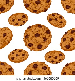 Seamless pattern with chocolate chip cookies