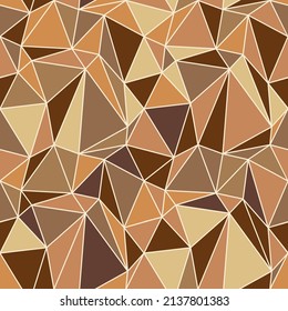 Seamless pattern for chocolate, coffee and cocoa packaging. Background of triangles in brown and beige tones. Geometric design elements for cafe, sweet-shop, pastry shop Vector illustration