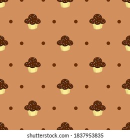 seamless pattern chocolate cupcake vector design for wallpaper, fabric, etc.