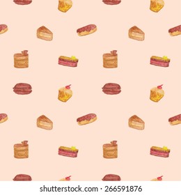 Seamless pattern of chocolate desserts