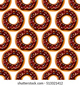 Seamless pattern with chocolate donut