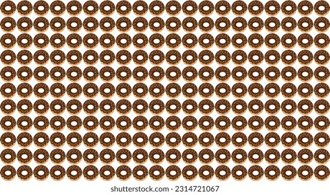 Seamless Pattern Chocolate Donut with colorful sprinkles isolated on white background