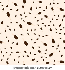 Seamless pattern from chocolate ice cream with wooden stick