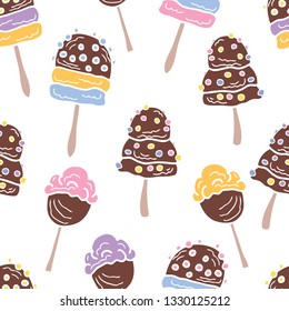 Seamless pattern of chocolate ice cream