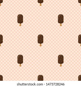 Seamless pattern of chocolate ice cream. Vector background.