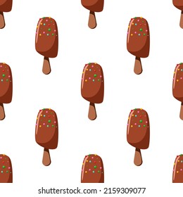 Patrón sin foco de helado de chocolate en un palo. Ilustración del vector