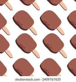 seamless pattern with chocolate ice cream. Vector illustration