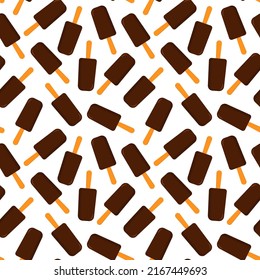 Seamless pattern of chocolate icecream on white background. Vector illustration wallpaper for textile