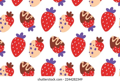 Seamless pattern of chocolate strawberries. Festive background for valentine's day.