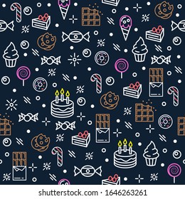 Seamless Pattern Chocolate Sweet Line Background Vector