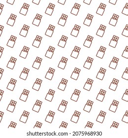 Seamless pattern of chocolate in white background with mini doodle (icon). Vector Illustration