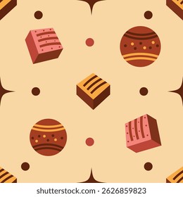 Seamless Pattern of Chocolates. Vector illustration of a seamless pattern using chocolates for world chocolate day.