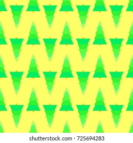 Seamless pattern with chrismas trees. Bright texture. Abstract geometric wallpaper. Geometric art. Green christmas trees. Print for textiles, fabrics, polygraphy, posters. Greeting card. Natural style