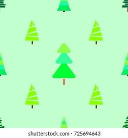 Seamless pattern with chrismas trees. Bright texture. Abstract geometric wallpaper. Geometric art. Green christmas trees. Print for textiles, fabrics, polygraphy, posters. Greeting card. Natural style