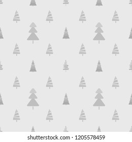 Seamless pattern with chrismas trees. Geometric background. Monochrome texture. Abstract geometric wallpaper. Doodle for design