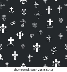 Seamless Pattern With Christian Crosses. Print For Textile, Wallpaper, Covers, Surface. For Fashion Fabric. Retro Stylization.