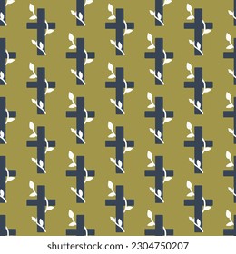 Seamless pattern with Christian crosses. Print for textile, wallpaper, covers, surface. For fashion fabric. Retro stylization. Religious seamless pattern
